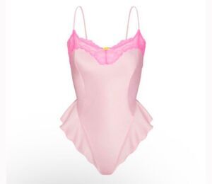 Skims woven shine lace teddy